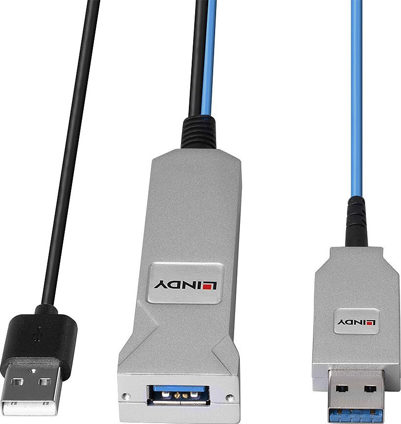 Kabllo USB Lindy 43345, USB A në 2x USB A, 30 m, blu