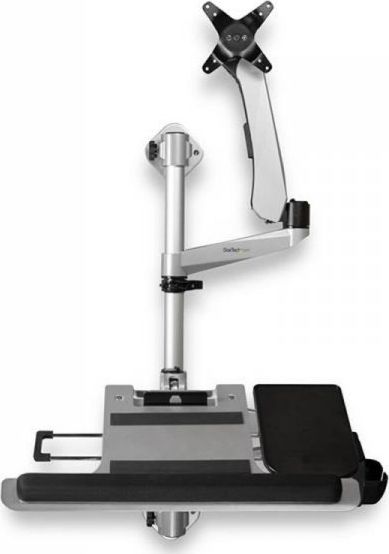 Stacion muri për punë StarTech, krah monitori 34", tavolinë tastiere ergonomike, i zi