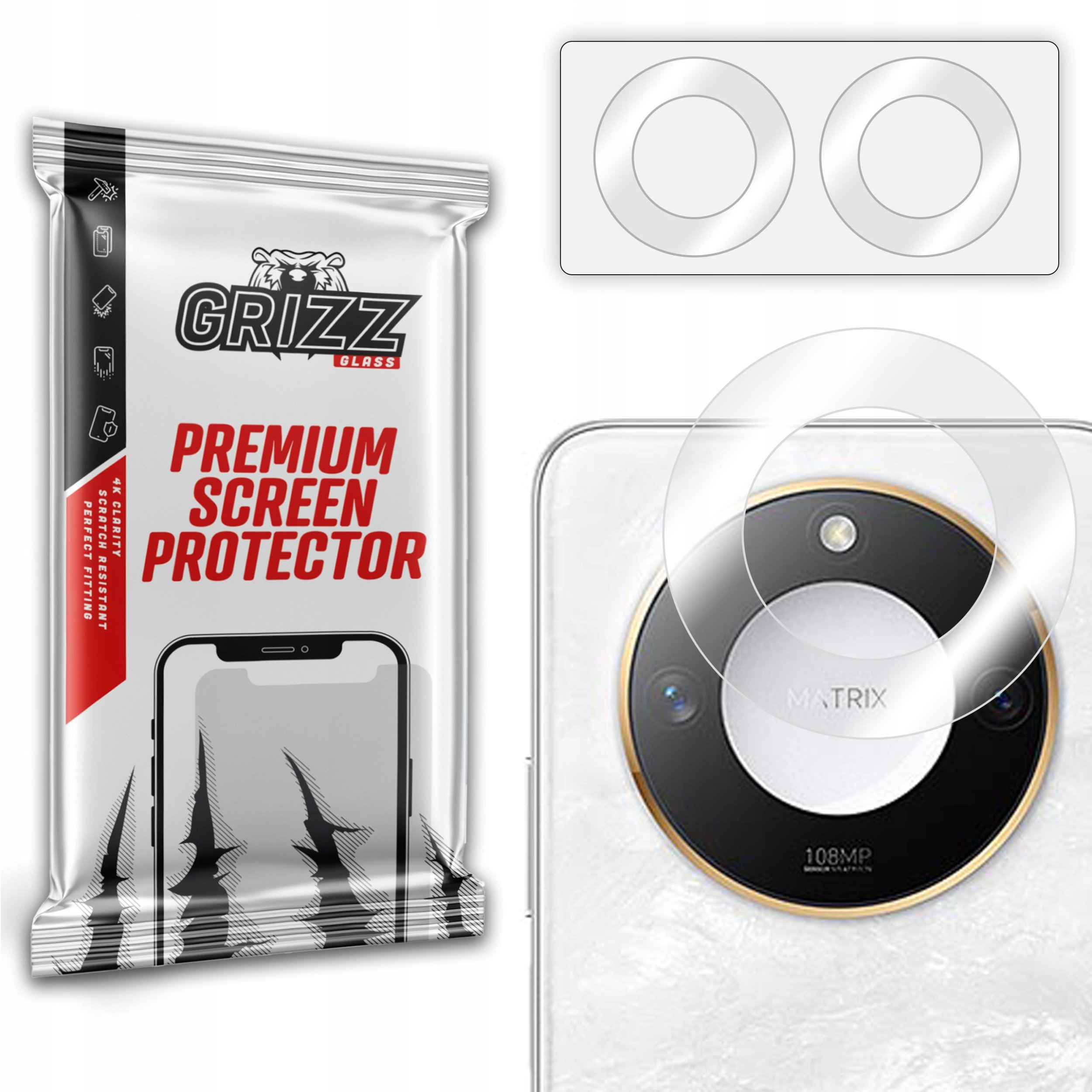 Xham mbrojtës kamerë Grizz HybridGlass për Honor X9c Smart, 2 copë, transparent