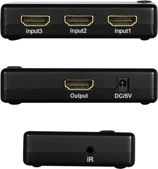 Ndërrues video HDMI LogiLink HD0042, 3 porta, Full HD 1080p, i zi