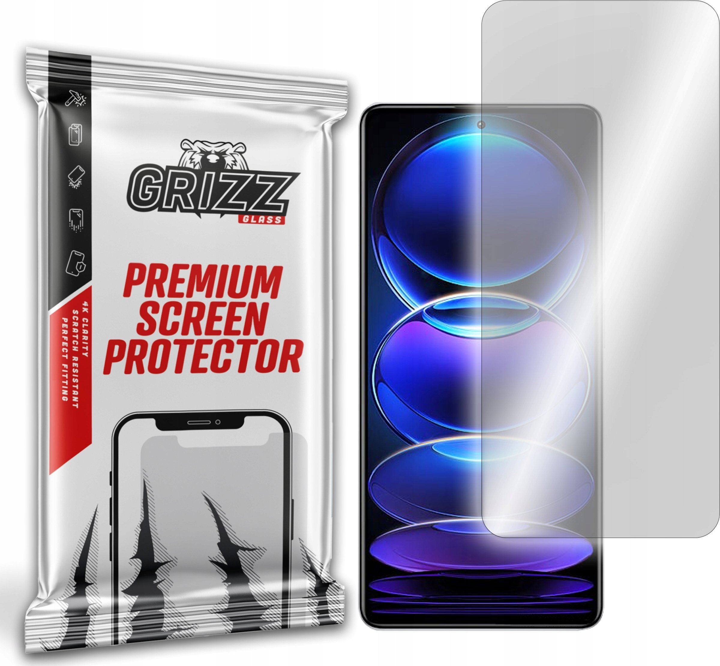 Xham mbrojtës hibrid GrizzGlass për Xiaomi Redmi Note 12 Pro Plus, transparencë e lartë