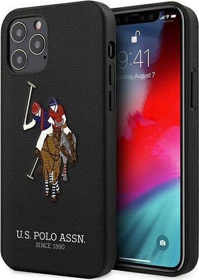 Mbështjellëse US Polo USHCP12LPUGFLBK për iPhone 12 Pro Max Polo Embroidery Collection, e zezë