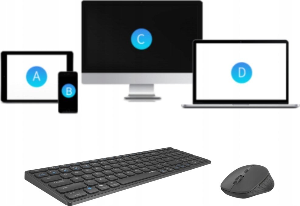 Set tastierë dhe maus Rapoo Multi Mode 8020M, wireless, Bluetooth, i zi