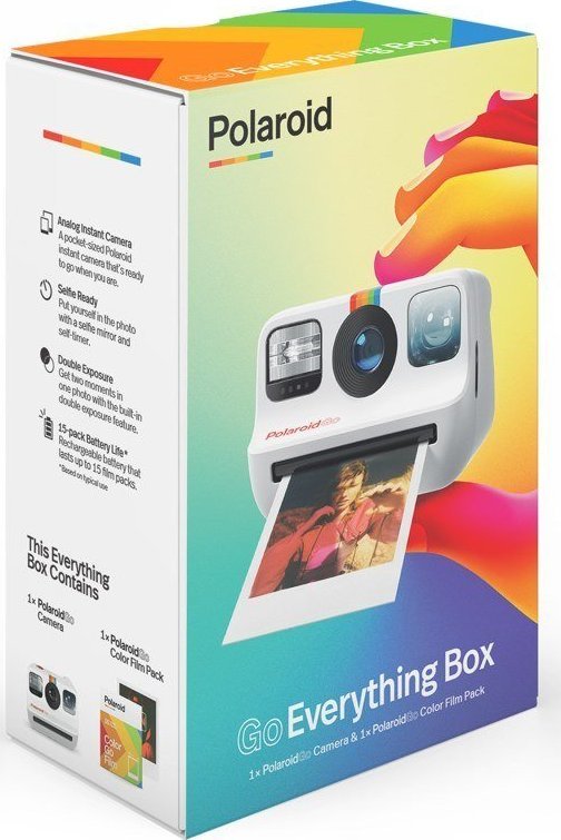 Set kamerë instant Polaroid Go Everything Box, kompakte, ekspozim i dyfishtë, e bardhë