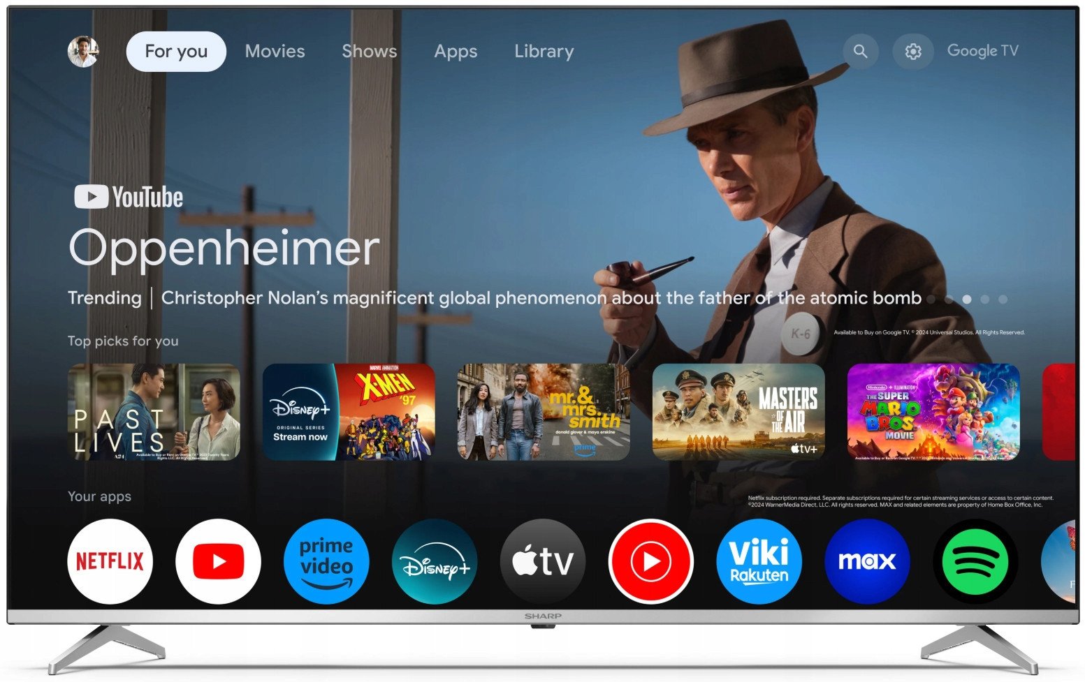 Телевизор Sharp 55GP6460E, 55\", 4K Ultra HD, Google TV, црн