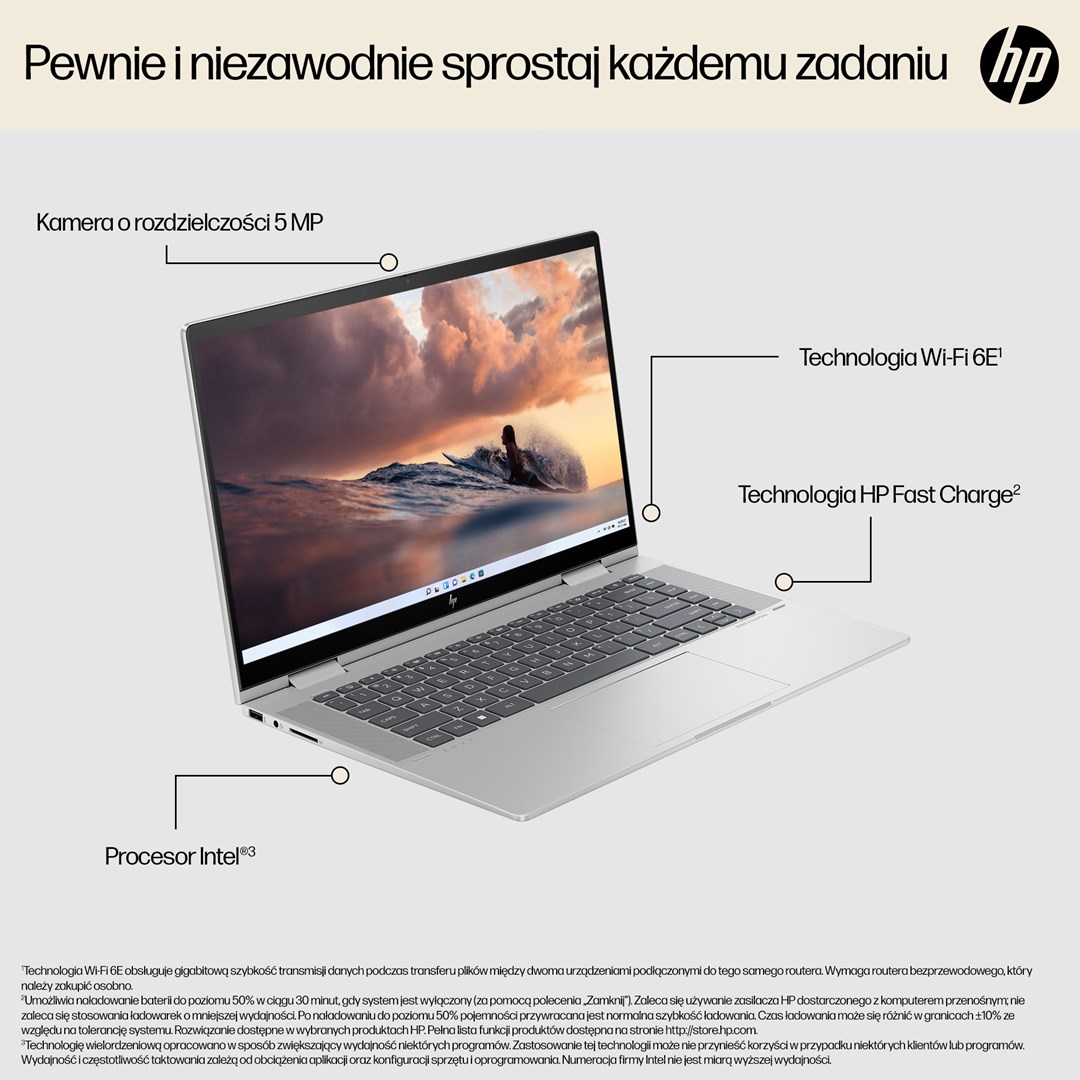 Laptop HP ENVY x360 15-fe0015nw , 15.6", Intel Core i5 1335U, 16 GB RAM, 512 GB SSD, i argjendtë