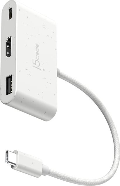 Adaptori USB C J5create JCA379EW, HDMI 4K, USB A, Power Delivery 100W, i bardhë