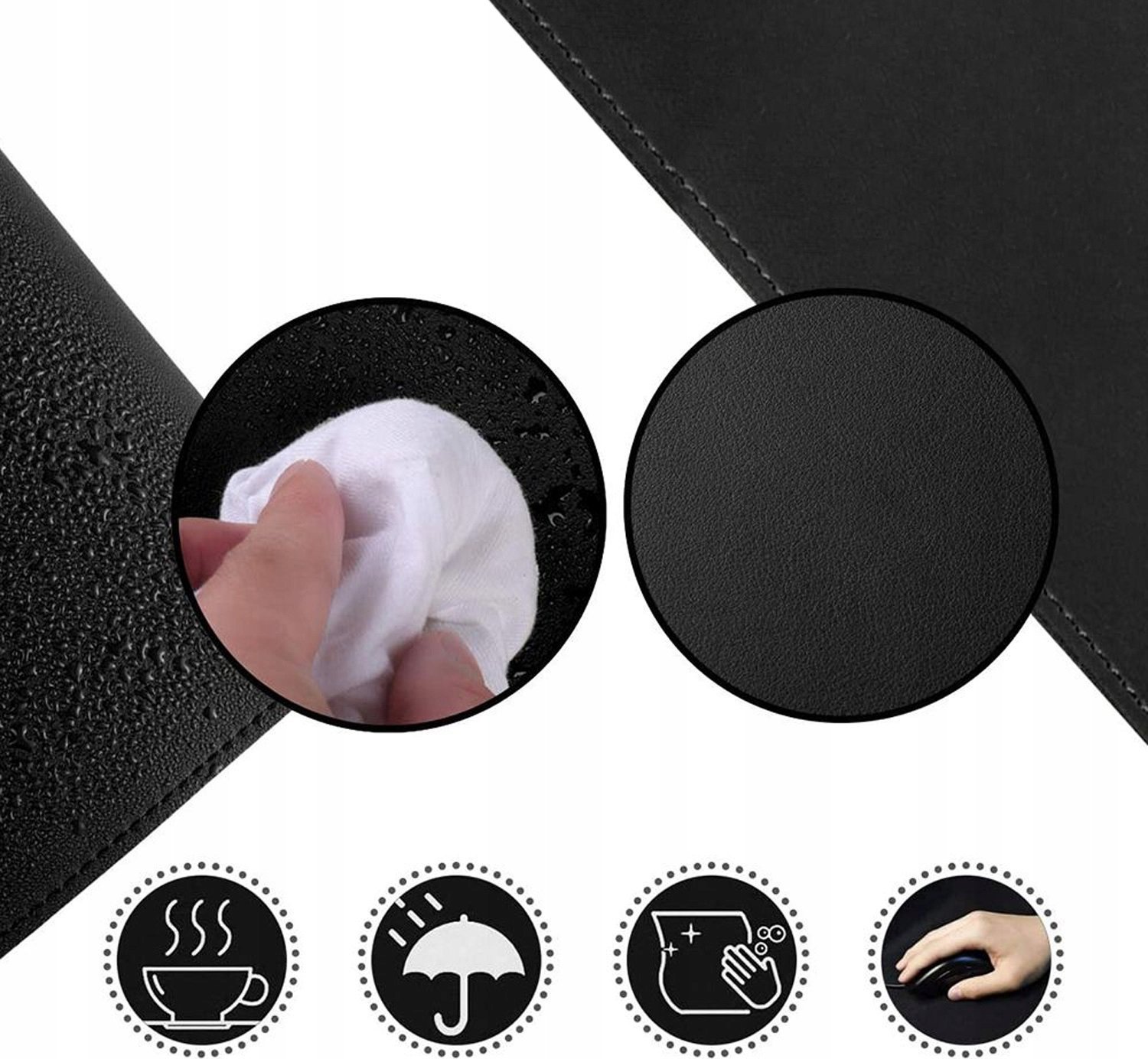 Mousepad tavoline Strado, 90x45 cm, lëkurë, i zi