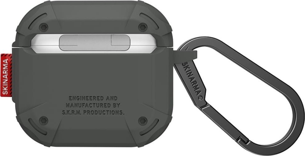 Mbajtëse Skinarma Mecha CE për AirPods 4, TPU, me karabinë, ngjyrë ulliri