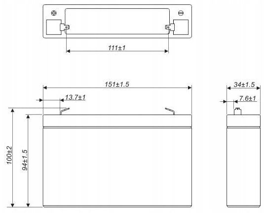 Bateri EUROPOWER EP7-6, 6V, 7Ah, e zezë