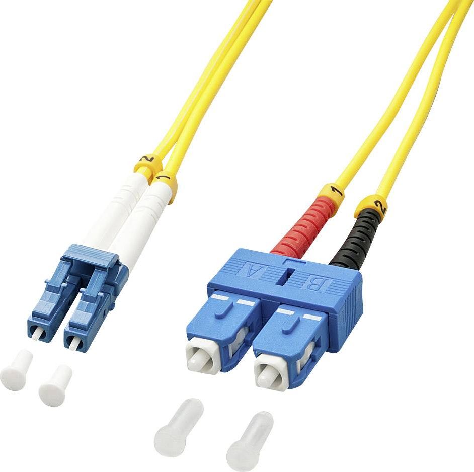 Kabllo me fibra optike Lindy LC-SC, 2m, e verdhë