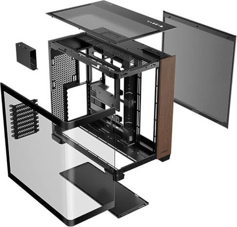 Kasa kompjuteri Antec C8 Curve Wood, Full Tower, xham i tejdukshëm, dru i zi
