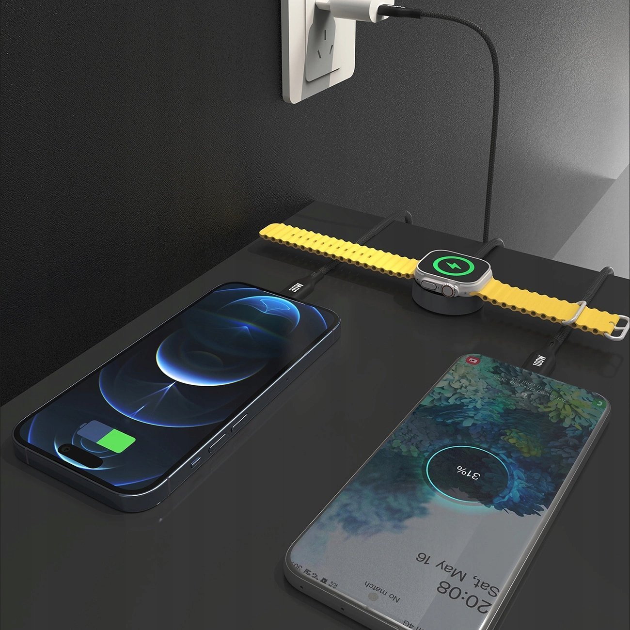 Kabllo karikimi Dudao A12Max+, 3 në 1, 100W PD, 1.2m, e zezë