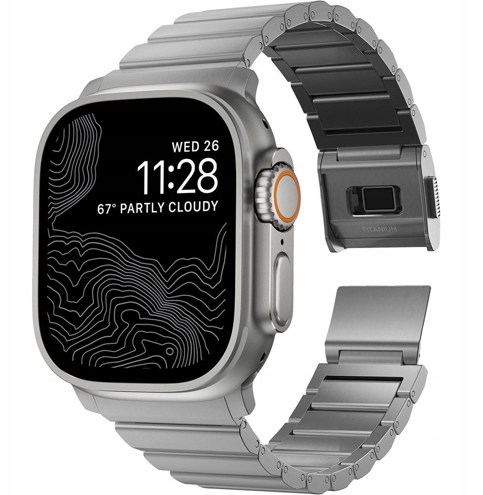 Rrip ore Nomad Titanium Band për Apple Watch 45 49mm, titan, ngjyrë argjendi