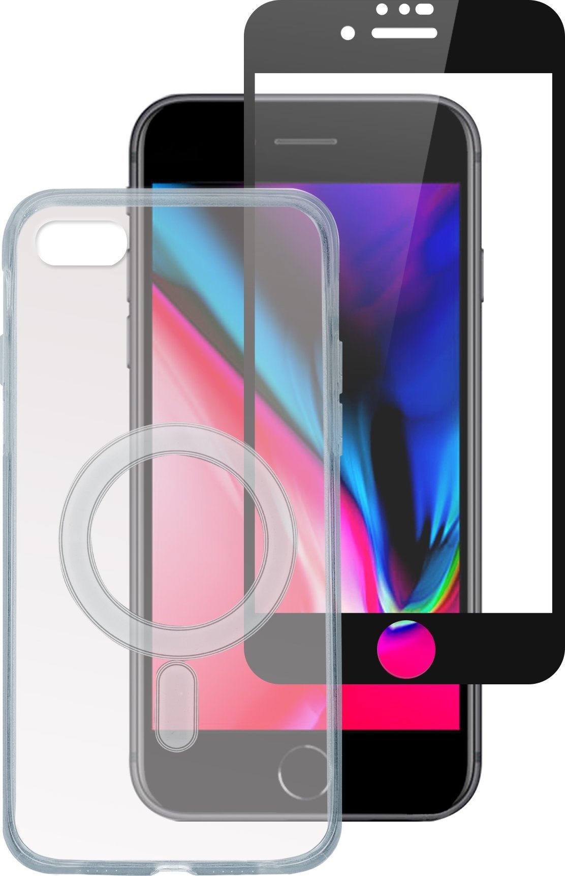 Mbulesë telefoni 4smarts 360 Protection X Pro Full UltiMag, për iPhone SE 2020 2022 7 8 4.7", e zezë transparente