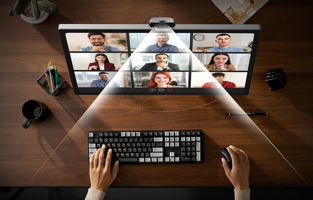 Веб камера UGREEN, 2K 1080P, вграден микрофон, капаче за приватност, црна