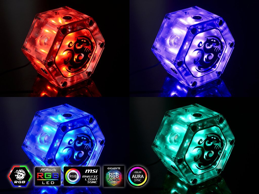 Aksesor montimi Bitspower Water Tank Hexagon, RGB, akrilik transparent