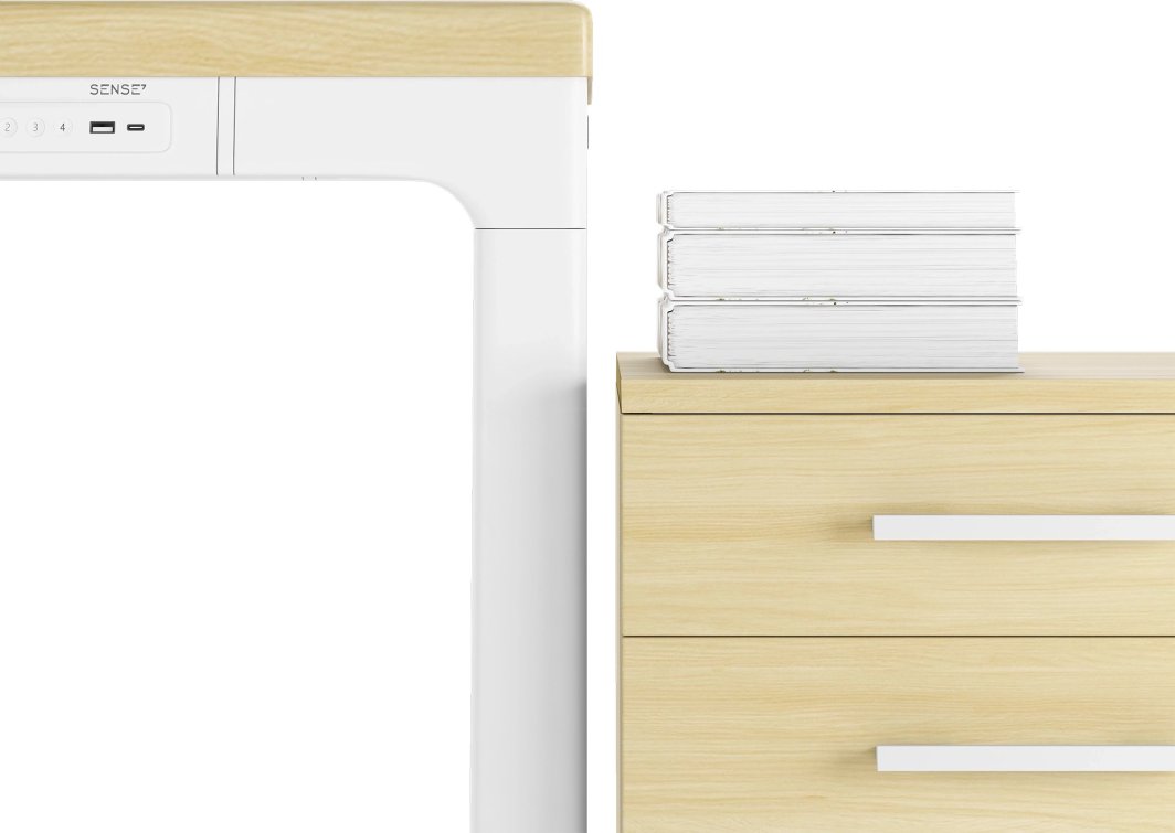 Tavolinë SENSE7 MANMA, 160cm x 80cm, e bardhë/ druri