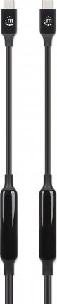 Kabllo USB C Manhattan, 5m, USB 3.2 Gen2 10Gbps, 60W 3A, e zezë