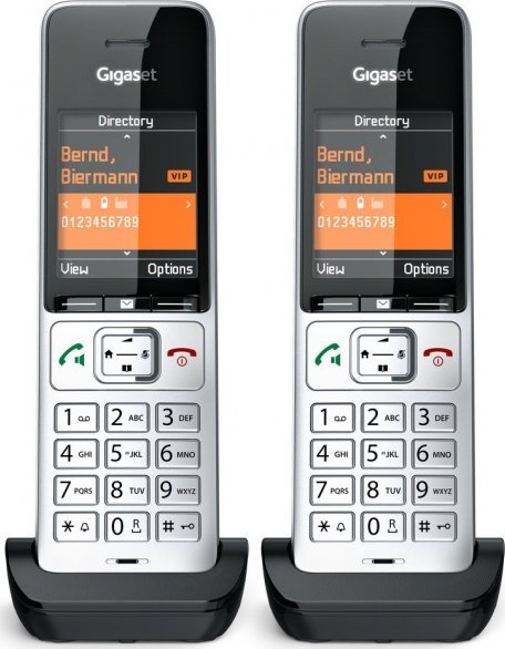 Telefon pa tel Gigaset COMFORT 500HX Duo, Analog DECT, ekran me ngjyra, i zi dhe argjend