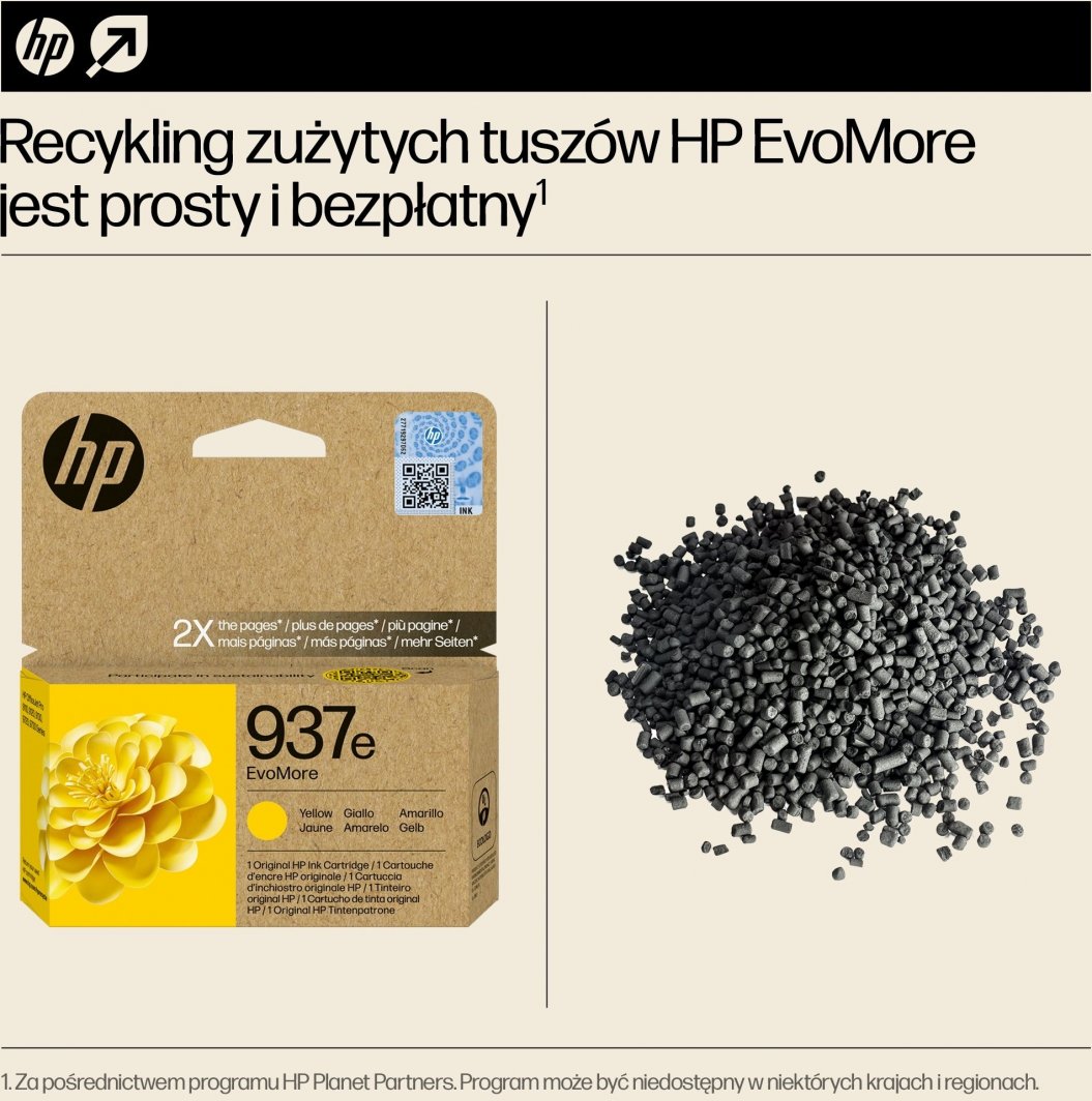 Ngjyrë origjinale HP 937e EvoMore, 1650 faqe, e verdhë