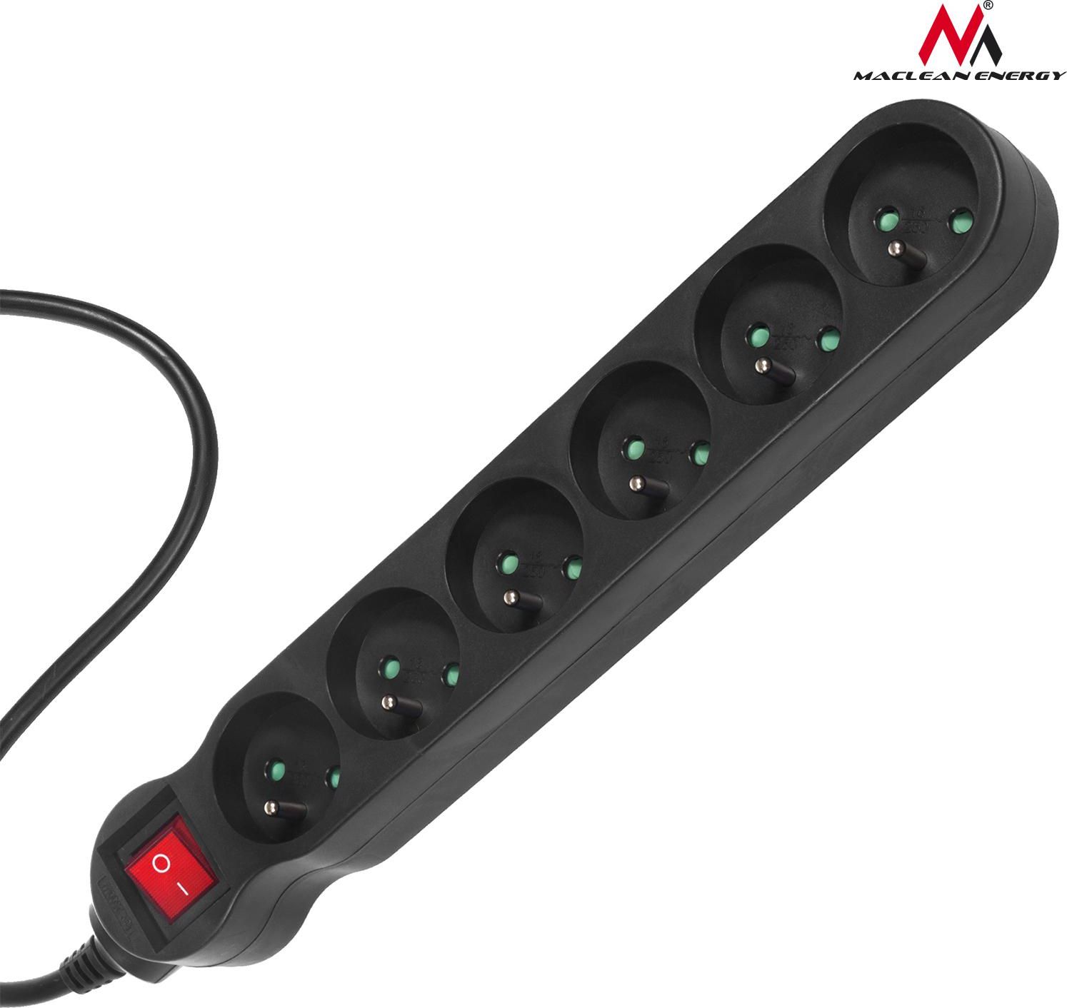 Zgjatues elektrik Maclean Energy MCE225, 6 dalje, 1.5 m, i zi
