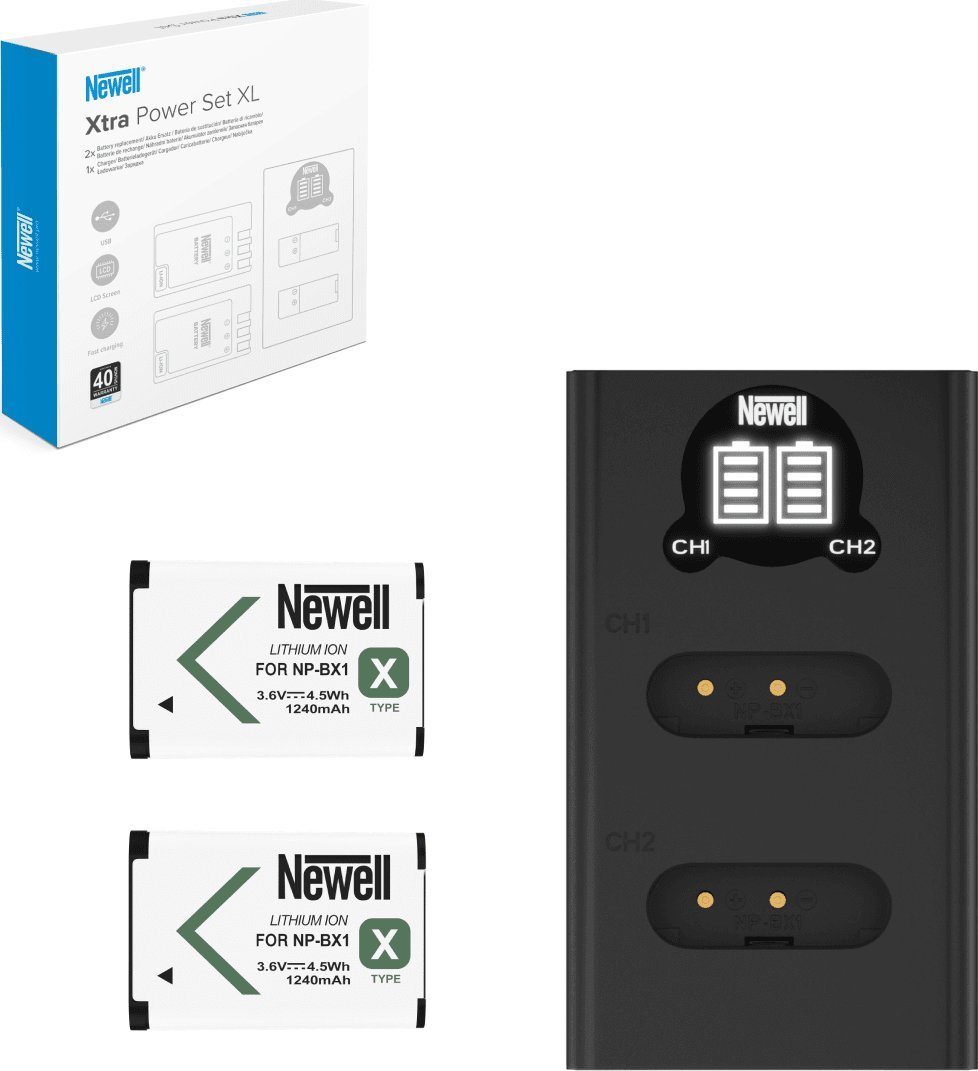 Set karikues me bateri Newell Xtra Power Set XL, 2x NP-BX1, për Sony