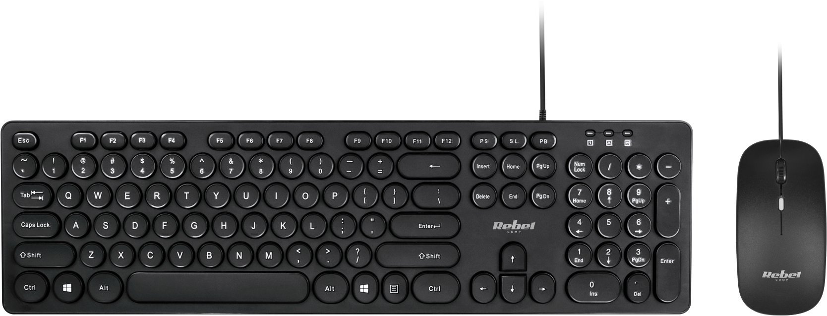 Сет тастатура и глушец Rebel Electro WDS200, со кабел, USB, црн