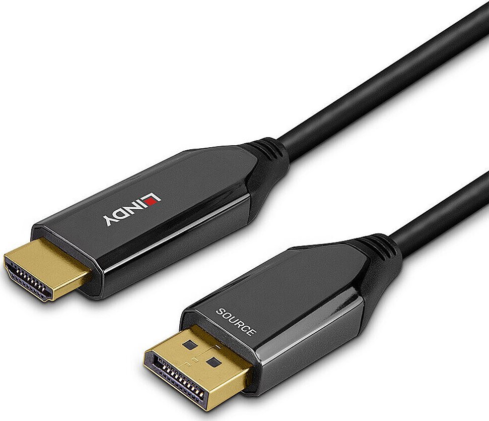 Kabllo Lindy DisplayPort në HDMI, 2m, e zezë
