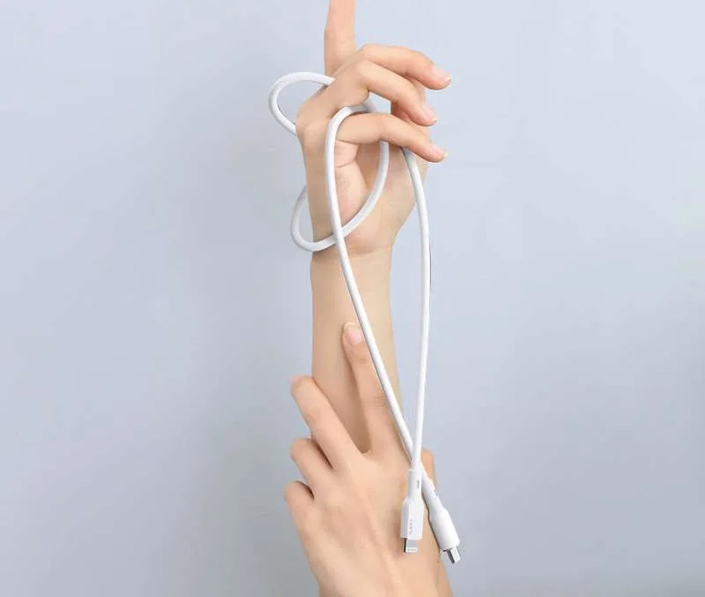 Kabllo Aukey, Lightning / USB C, 1.8 m, e bardhë, e zezë