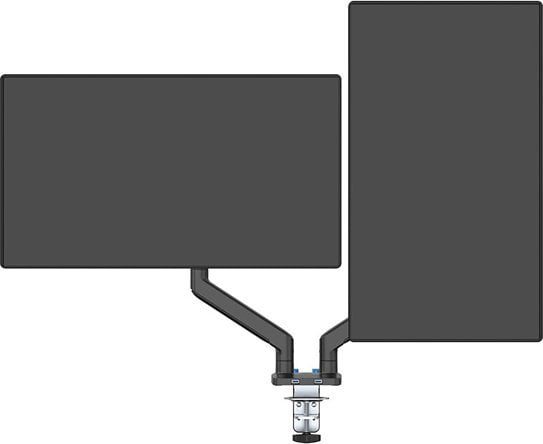 Mbajtëse tavoline për dy monitorë Ultradesk Branch UD-BRAN-DB, 17"-32", kapacitet 20 kg, e zezë