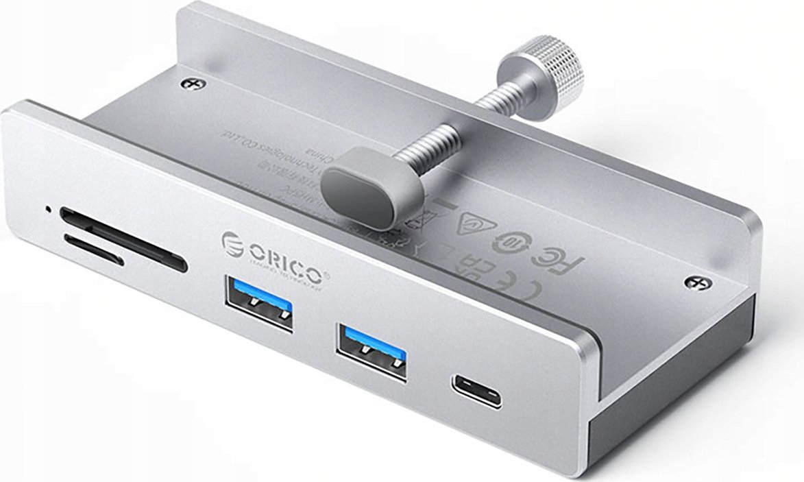 Hub USB me kapëse Orico MH5PC, USB-C 3.2, 2x USB-A 3.2, lexues SD TF, argjendtë