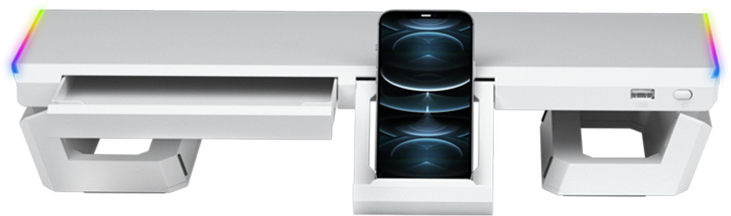 Standi për monitor Mars Gaming MGS-ONE, Chroma RGB, madhësi e rregullueshme, i bardhë