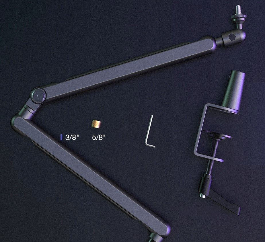 Stativ tavoline për mikrofon Fifine BM88, krah metalik rregullues, deri 1.5 kg, rozë