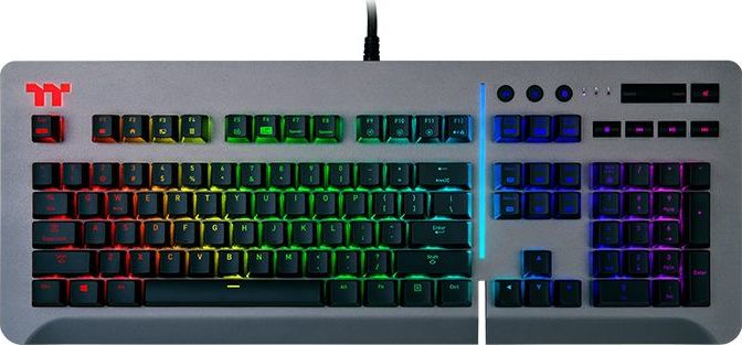Tastierë Thermaltake Level 20 RGB Titanium Cherry MX RGB Blue (KB-LVT-BLSRUS-01), US, e hirtë