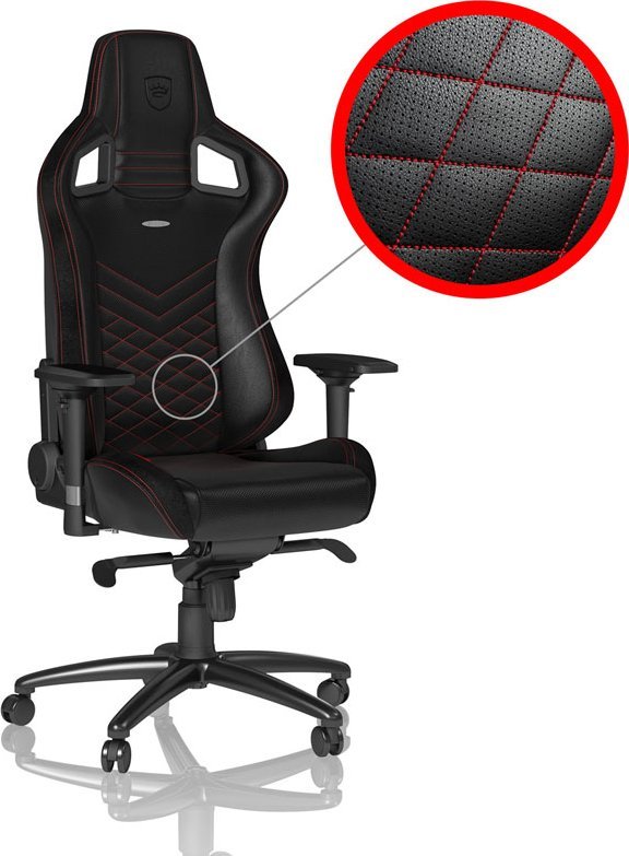 Karrige gaming Noblechairs EPIC, lëkurë sintetike, jastëkë ergonomikë, e zezë e kuqe