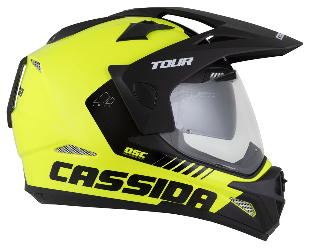 Helmetë moto CASSIDA Tour 2.0 Dual, ECE 22.06, Pinlock ready, e verdhë fluo e zezë mat
