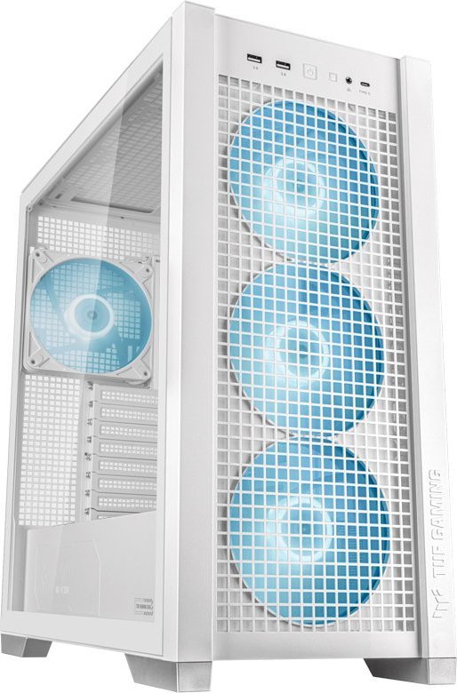 Куќиште за компјутер Asus TUF Gaming GT302 TG ARGB, бело, Midi Tower
