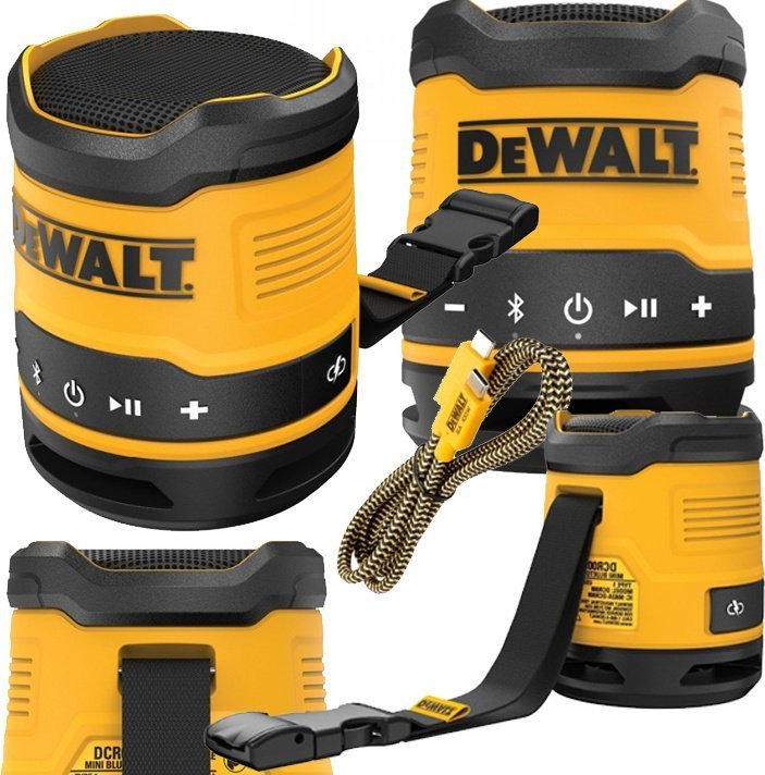 Блуetooth звучник DeWalt DCR009, компактен, USB и полнлив, жолт