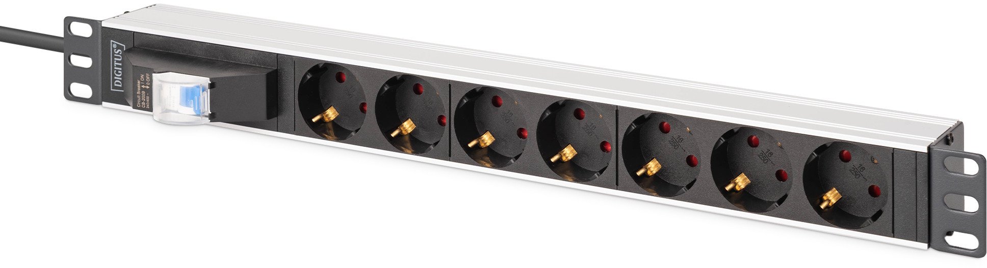 Prizë kabineti Digitus Aluminum Socket Strip, 7 dalje, circuit breaker, gri