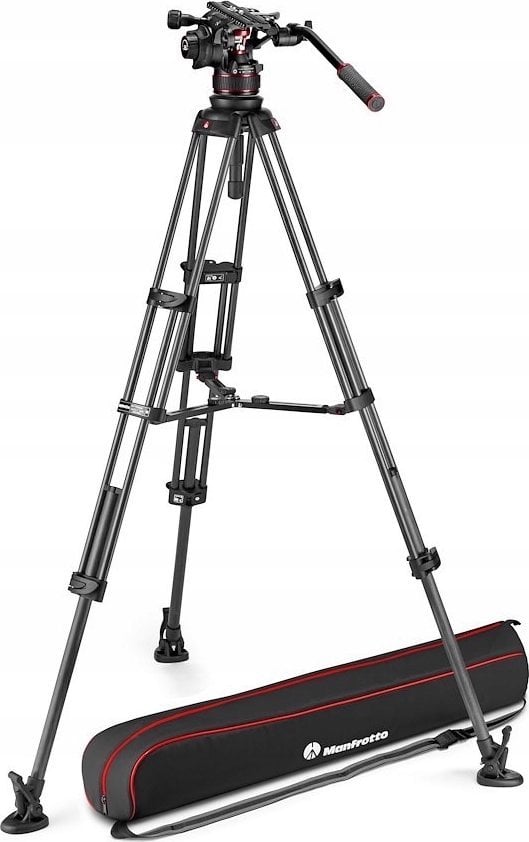 Tripod video Manfrotto Nitrotech 612 CF Twin MS, kokë fluid, fibra karboni, i zi