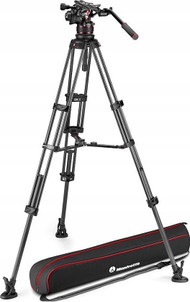 Tripod video Manfrotto Nitrotech 612 CF Twin MS, kokë fluid, fibra karboni, i zi