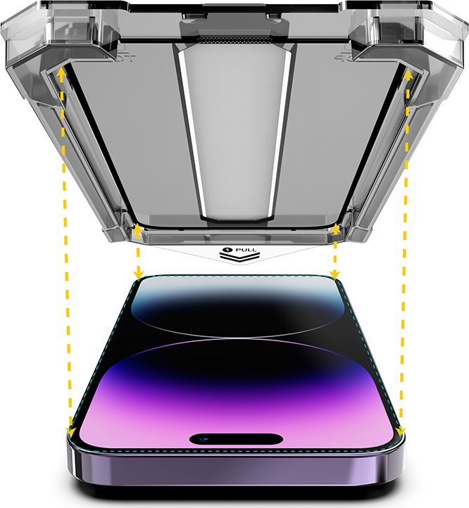 Mbrojtës ekrani Mobile Origin për iPhone 14 Pro, xham i fortë 9H, me kornizë aplikimi, transparent