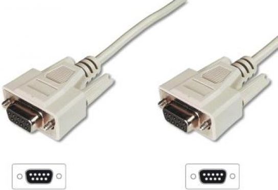 Kabllo Digitus DB-9 - DB-9, 3m, bezhë