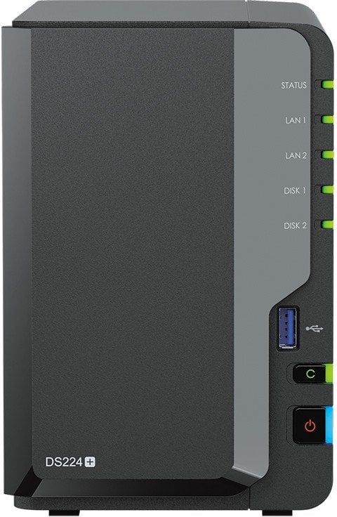 NAS Synology DiskStation DS224 Plus, 2 лежаишта, без дискови, црн
