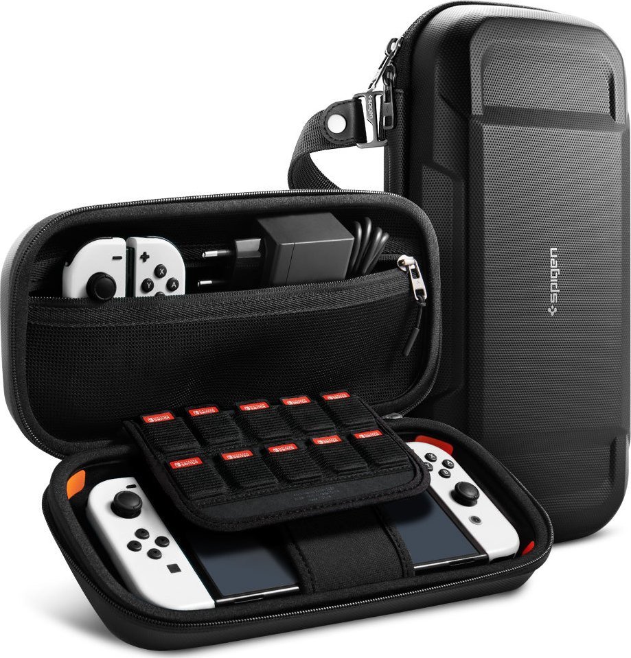 Çantë mbrojtëse Spigen Rugged Armor Pro Pouch, për Nintendo Switch dhe Switch OLED, e zezë