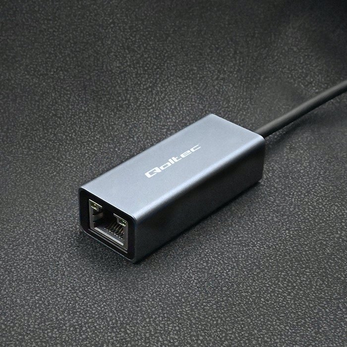 Adapter USB C në RJ45 Qoltec, Gigabit 1000 Mb/s, trup alumini, gri