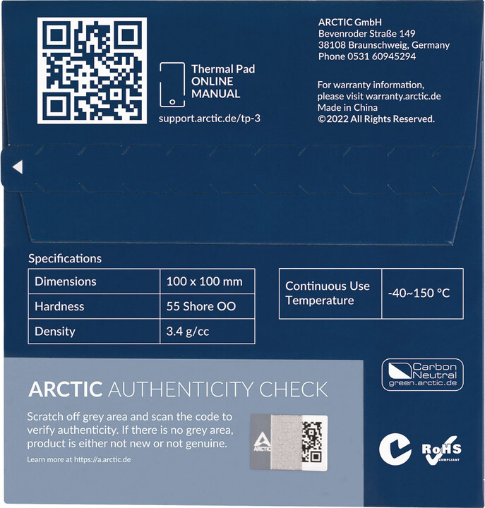 Pad termik Arctic TP-3, 100x100x0.5mm
