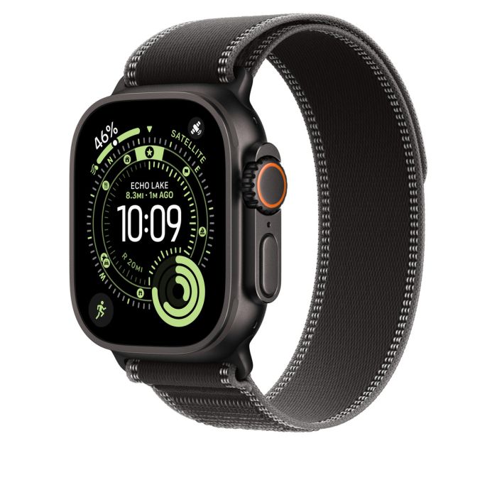 Apple Watch 49mm Loop, Black/Charcoal Trail Loop, M/L, Black Titanium Finish