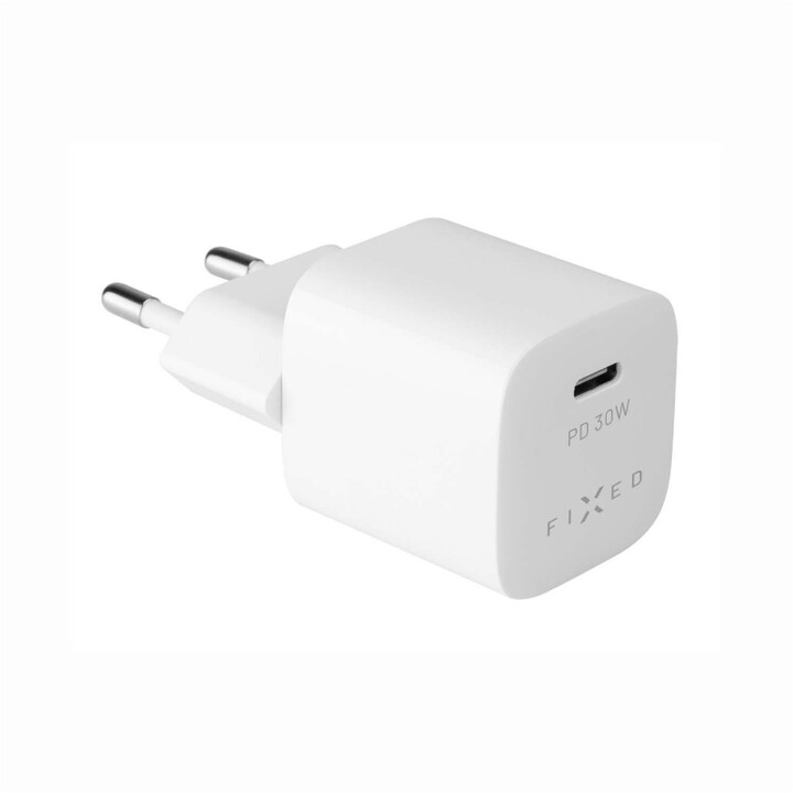 Karikues FIXED Mini USB-C, PD, 30W, USB-C - USB-C, 1m, bardhë
